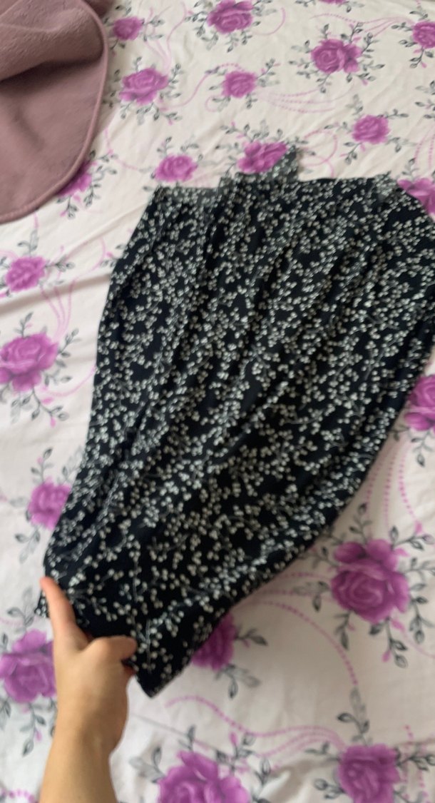 Siyah Desenli Uzun Hamile Etek - Görsel 4