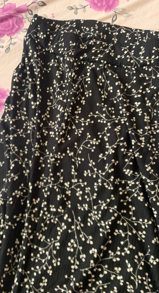 Siyah Desenli Uzun Hamile Etek - Görsel 2