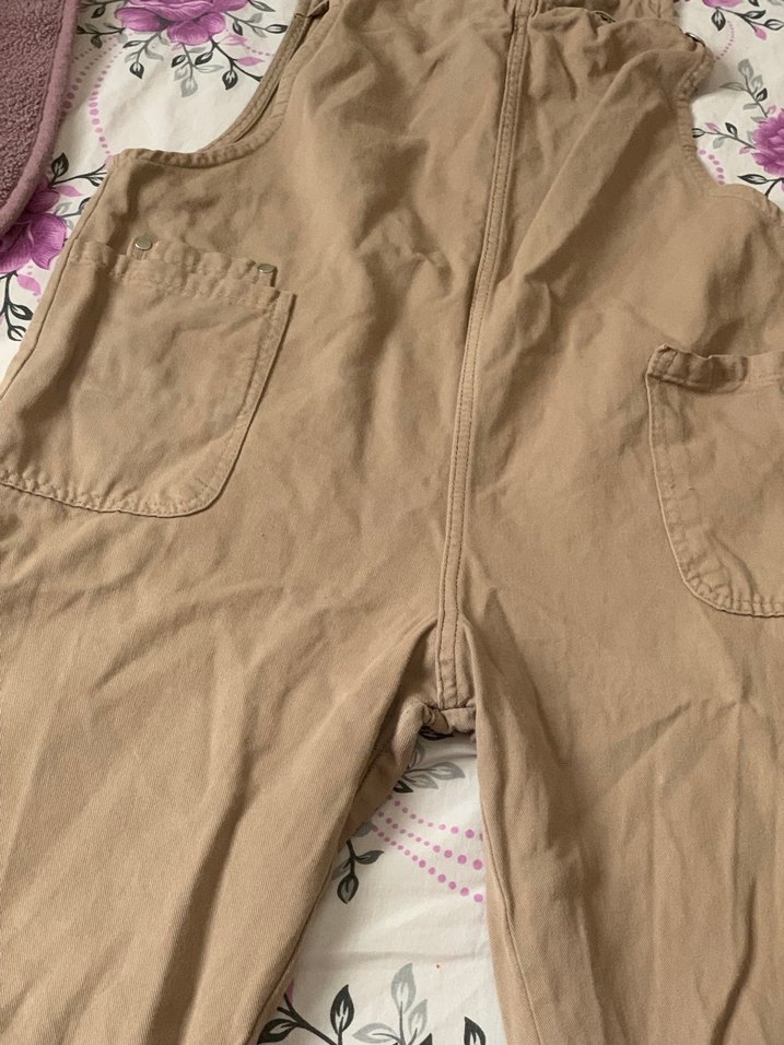 Bej Kadın Keten Midi Askılı Tulum - Görsel 3