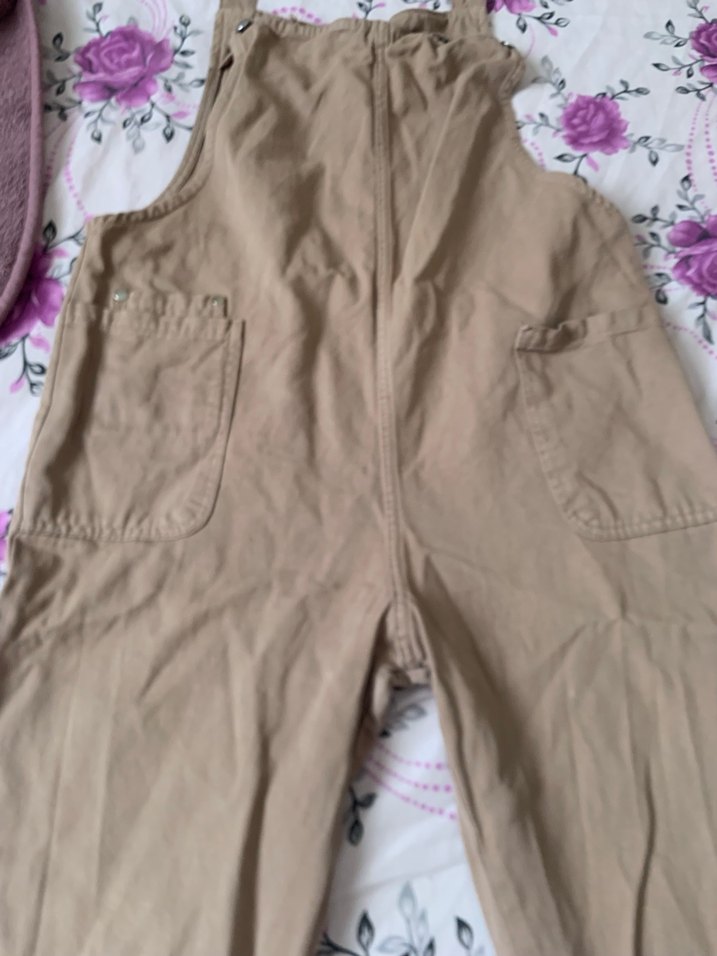 Bej Kadın Keten Midi Askılı Tulum - Görsel 2