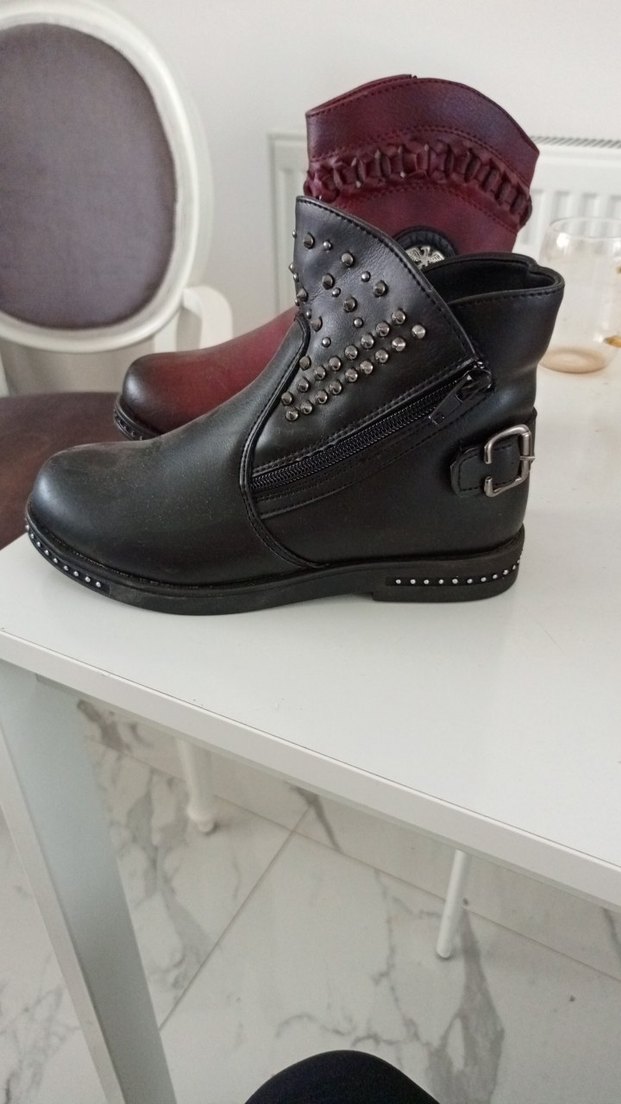 mu ya Siyah Deri Tokalı Biker çocuk Botu - Görsel 4