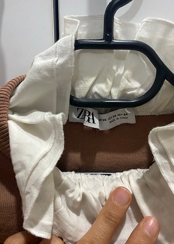 s Beden Zara Bej Fırfırlı Yüksek Yaka Kadın Triko