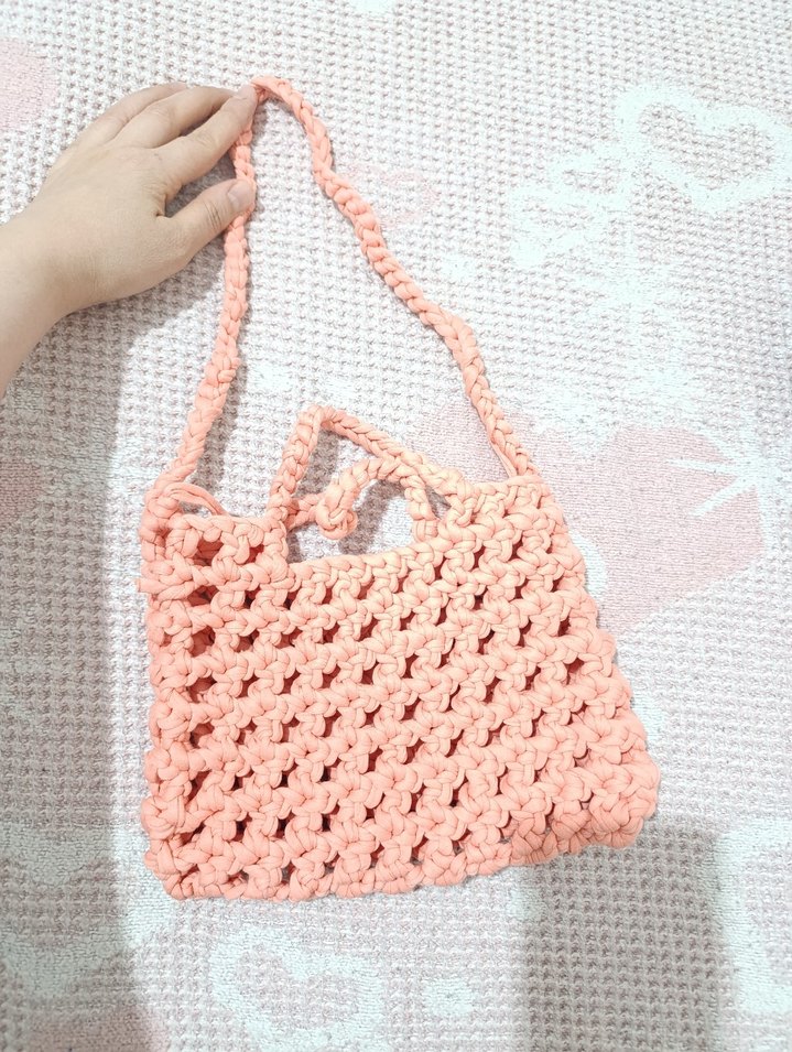Pembe Örgü Kadın Çanta - Görsel 2