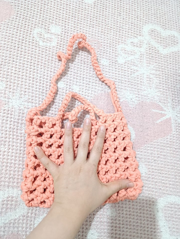 Pembe Örgü Kadın Çanta - Görsel 3