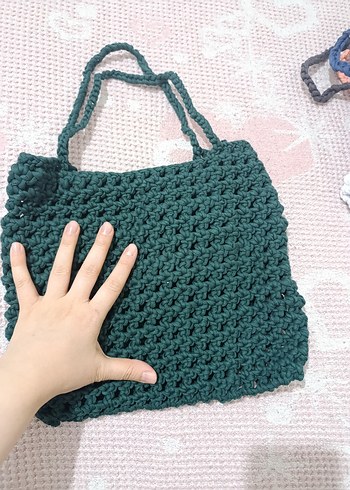 Örgü Kadın El Çantası - Koyu Yeşil - Görsel 2
