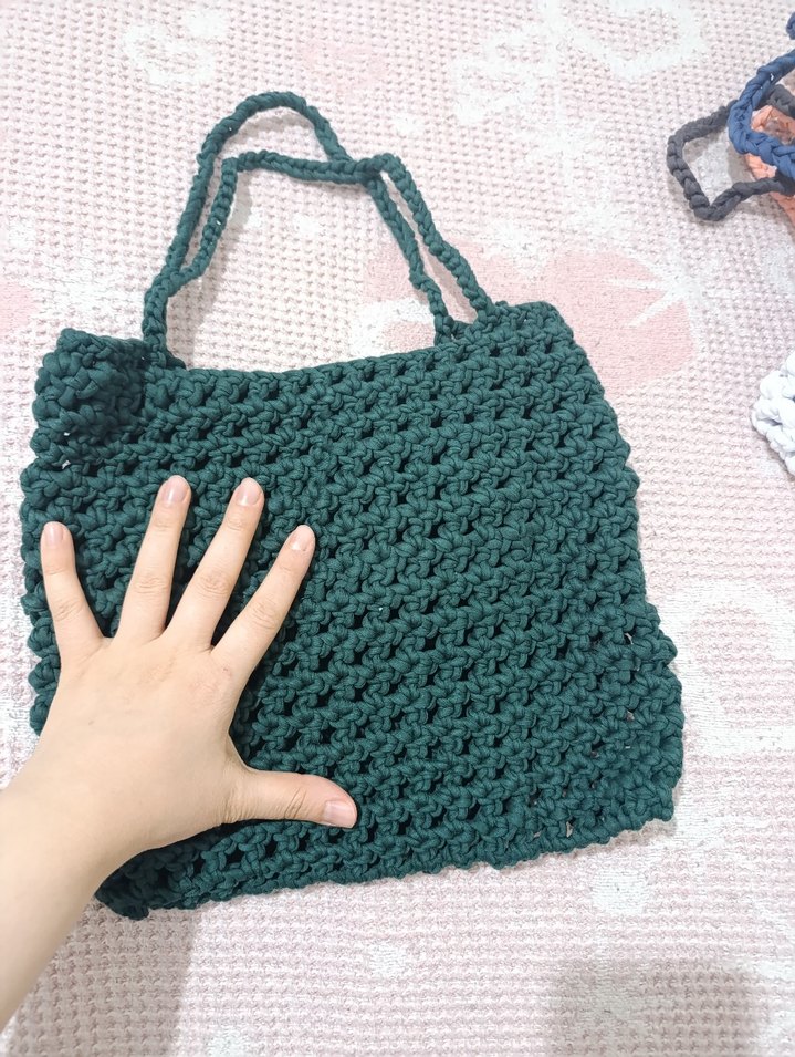 Örgü Kadın El Çantası - Koyu Yeşil - Görsel 2
