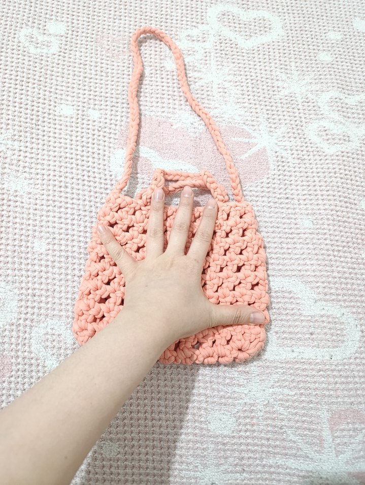 Dantel Detaylı Pembe Örgü Kadın Çanta - Görsel 2