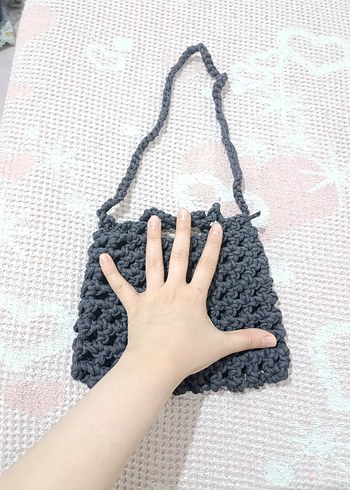 Gri Örgü Kadın Çanta - Görsel 2