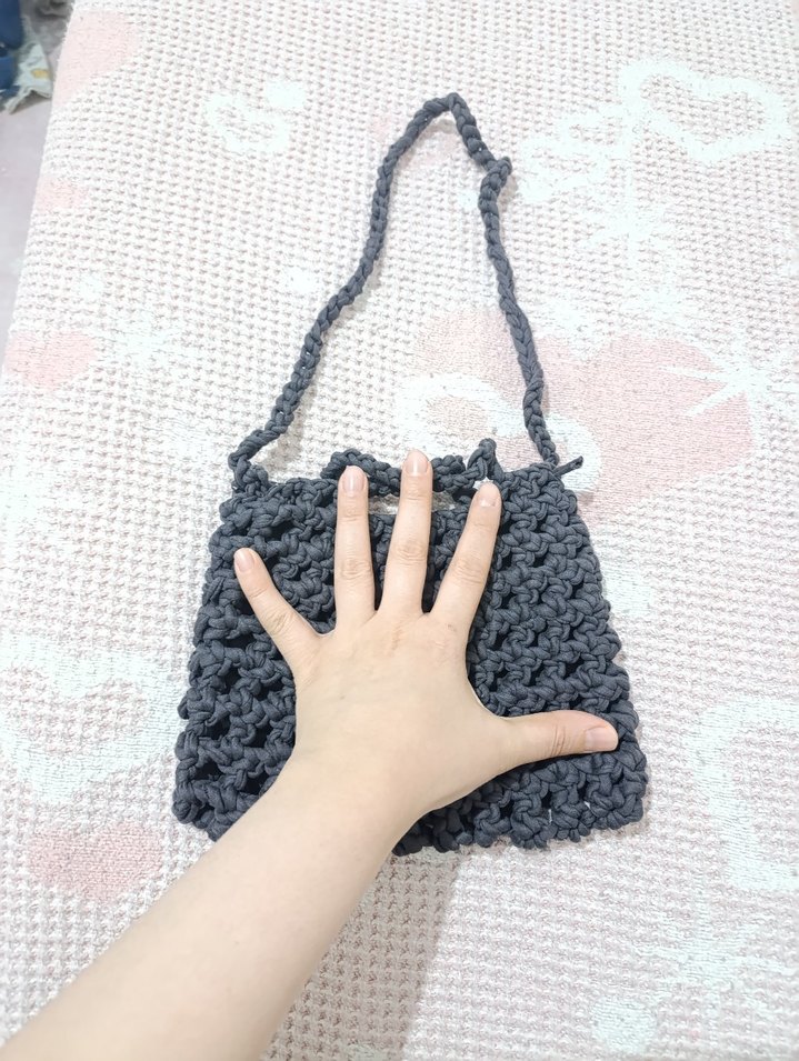 Gri Örgü Kadın Çanta - Görsel 2