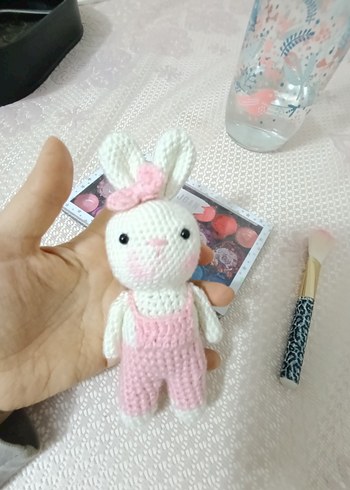 Pembe Örgü Tavşan Peluş Oyuncak - Görsel 2