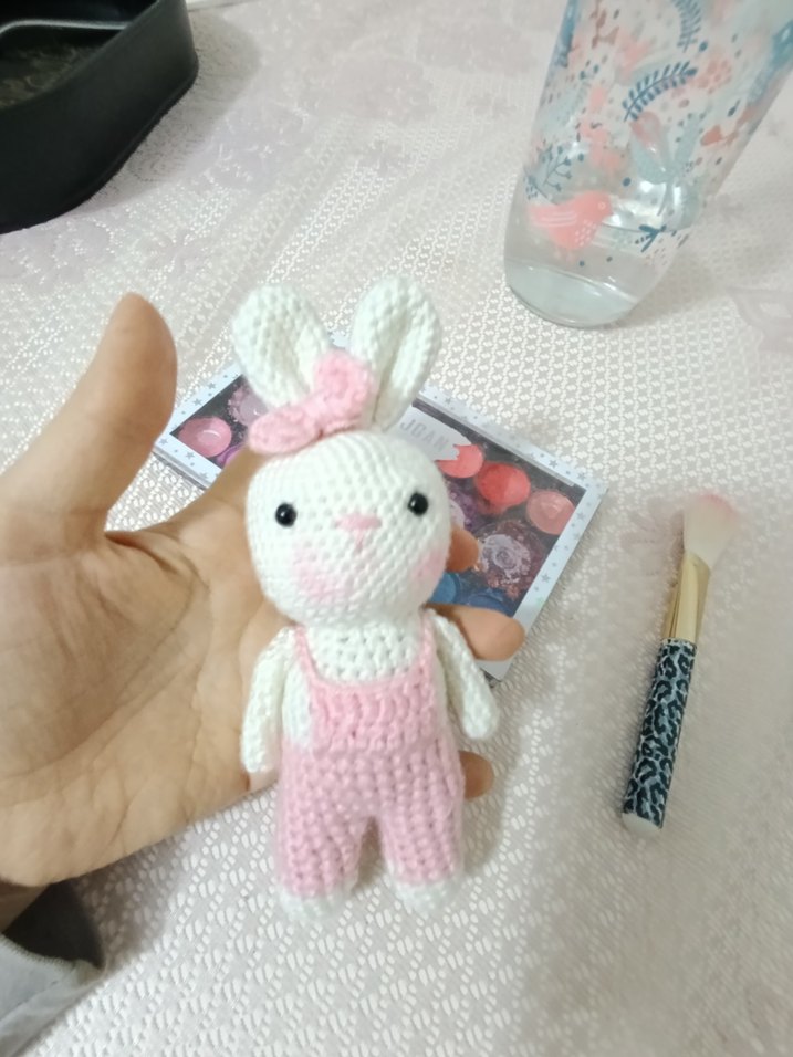 Pembe Örgü Tavşan Peluş Oyuncak - Görsel 2