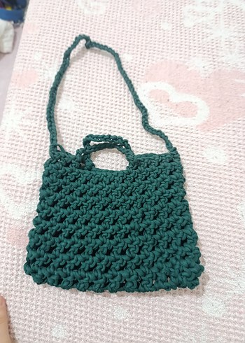Örgü Kadın Yeşil Çanta el emeği - Görsel 3