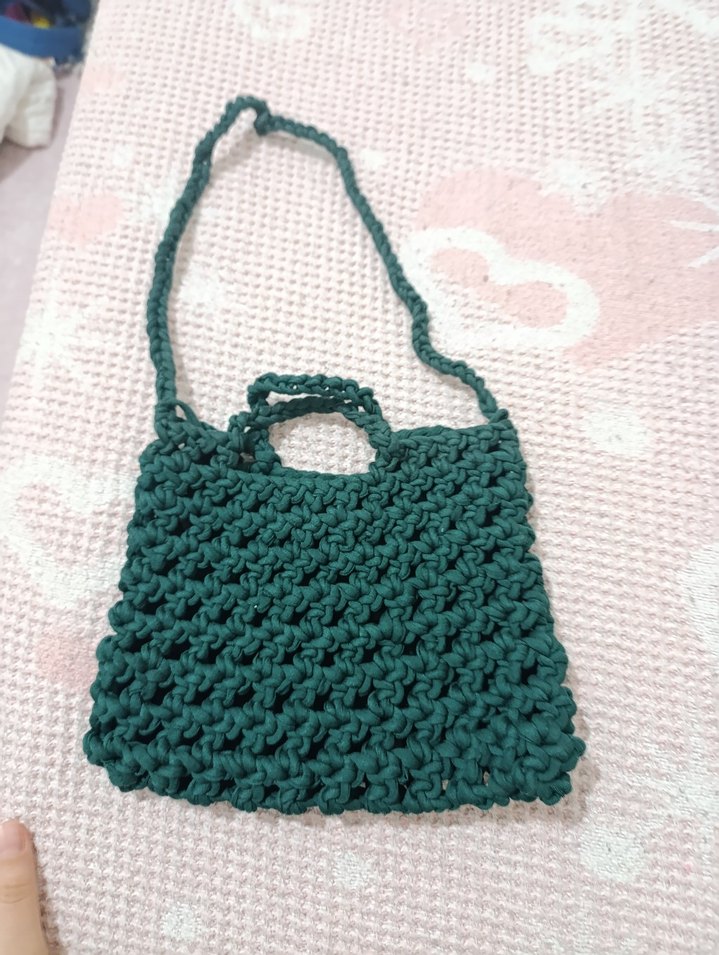 Örgü Kadın Yeşil Çanta el emeği - Görsel 3