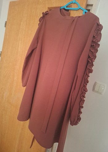 Diğer Bordo Uzun Kollu Fırfırlı Kadın Tunik