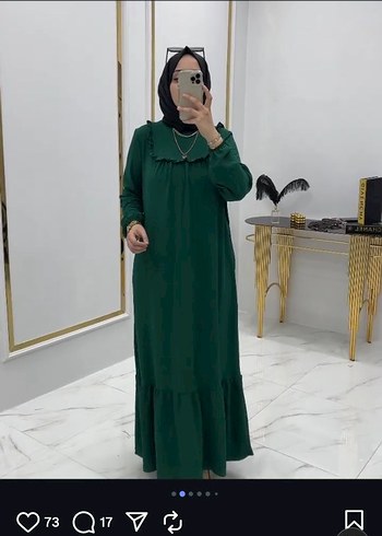 Diğer Diger Kadın Uzun Yeşil Fırfırlı Elbise