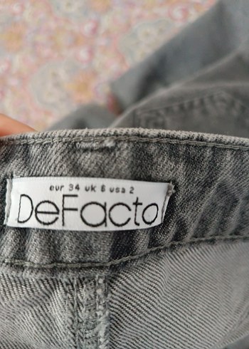 34 Beden gri Renk Gri Tie-Dye Bol Kesim Kadın Denim Pantolon