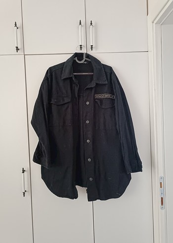 Düğmeli Siyah Midi Denim Ceket