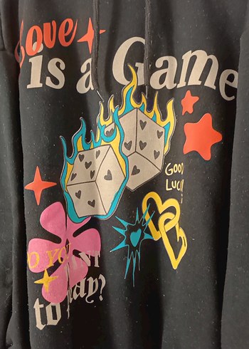 Diğer Siyah Payetli Kapüşonlu Midi Sweatshirt