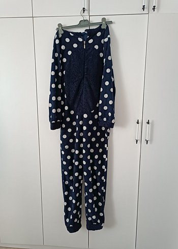 Lacivert Puantiyeli Emzirme Pijama Tulum