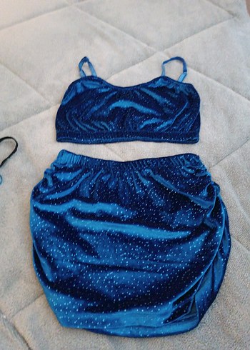 Parlak Mavi Mini İkili Takım Kadın Pijama - Görsel 3