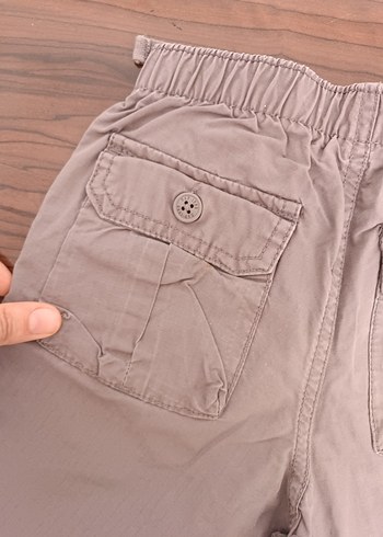 Bej Düğmeli Pamuk Erkek çocuk Şort - Görsel 3