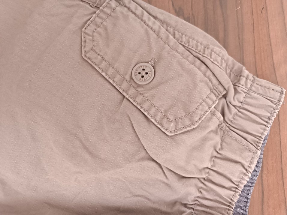 Bej Düğmeli Pamuk Erkek çocuk  Şort - Görsel 4