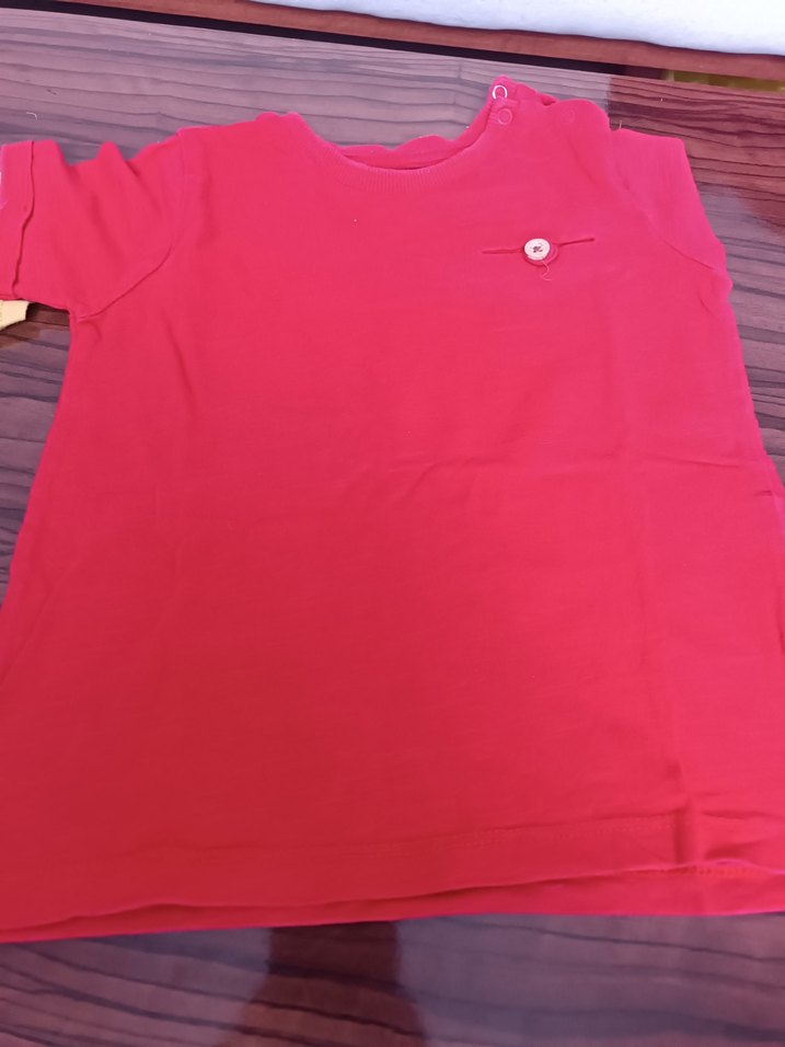 Kız Çocuk Kırmızı Basic Kısa Kollu Tişört - Görsel 2