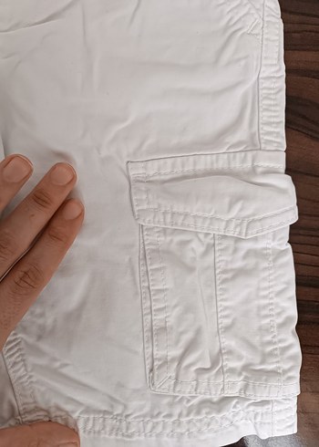 Beyaz Pamuklu Erkek Çocuk Kargo Şort - Görsel 4