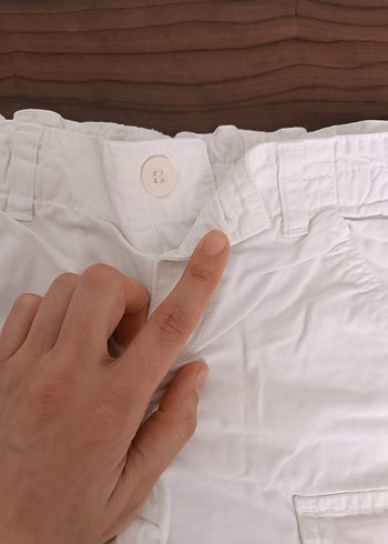 Beyaz Pamuklu Erkek Çocuk Kargo Şort - Görsel 5