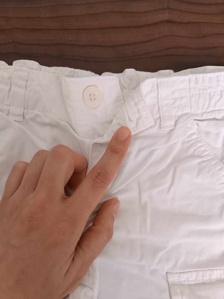 Beyaz Pamuklu Erkek Çocuk Kargo Şort - Görsel 5