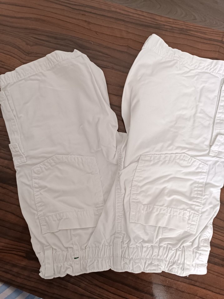 Beyaz Pamuklu Erkek Çocuk Kargo Şort - Görsel 2