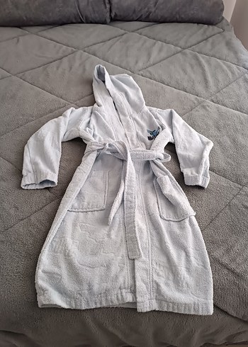 Kapüşonlu Erkek Çocuk Bornoz - Beyaz - Görsel 2