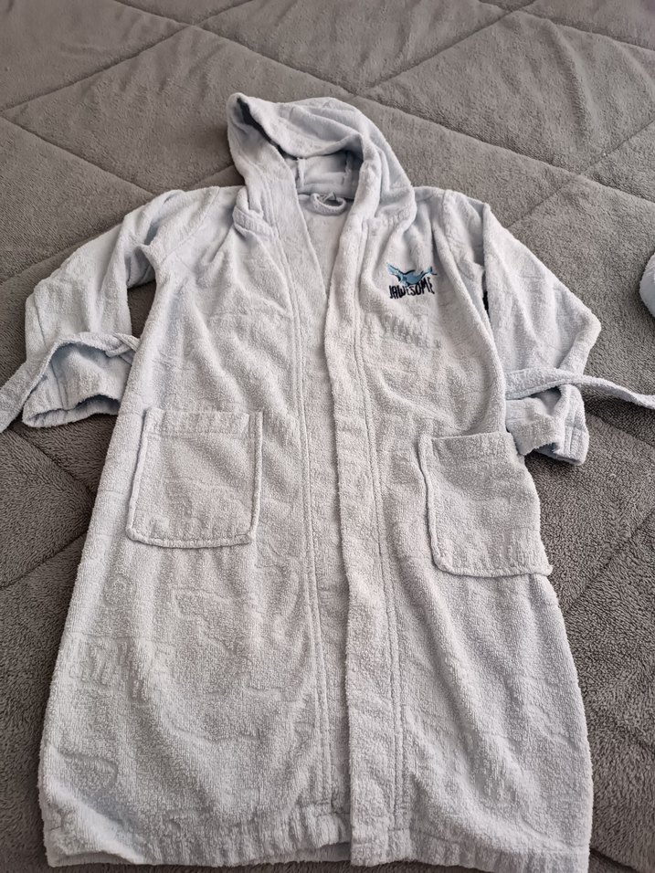 Kapüşonlu Erkek Çocuk Bornoz - Beyaz - Görsel 5