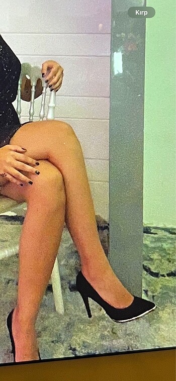 Süet gold yansımalı topuklu ayakkabı - Görsel 2