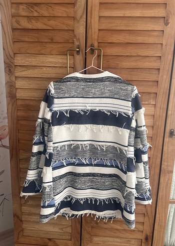 Zara Mavi Beyaz Şık Kadın Ceket - Görsel 4