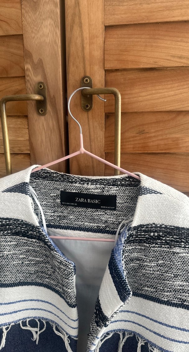 Zara Mavi Beyaz Şık Kadın Ceket - Görsel 2