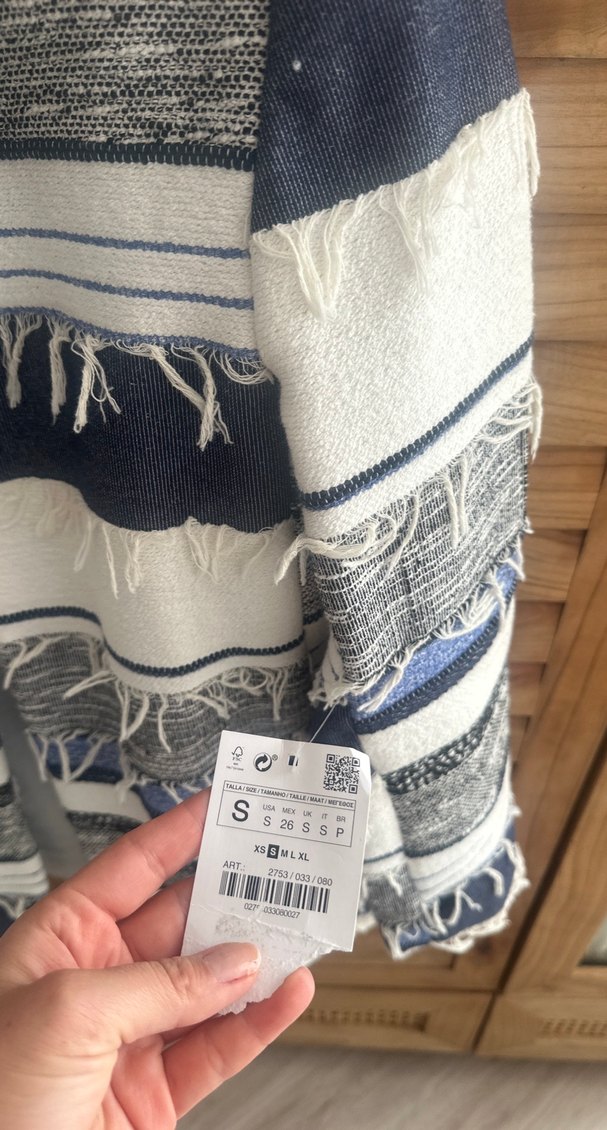 Zara Mavi Beyaz Şık Kadın Ceket - Görsel 3