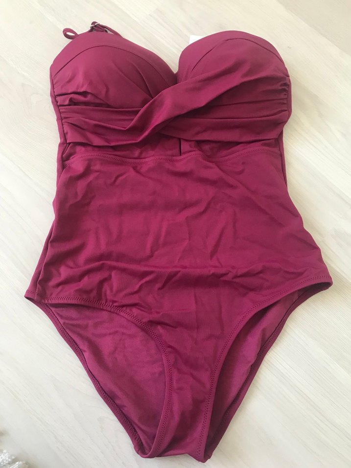 Bordo Mini Askılı Kemerli Kadın Mayo - Görsel 2