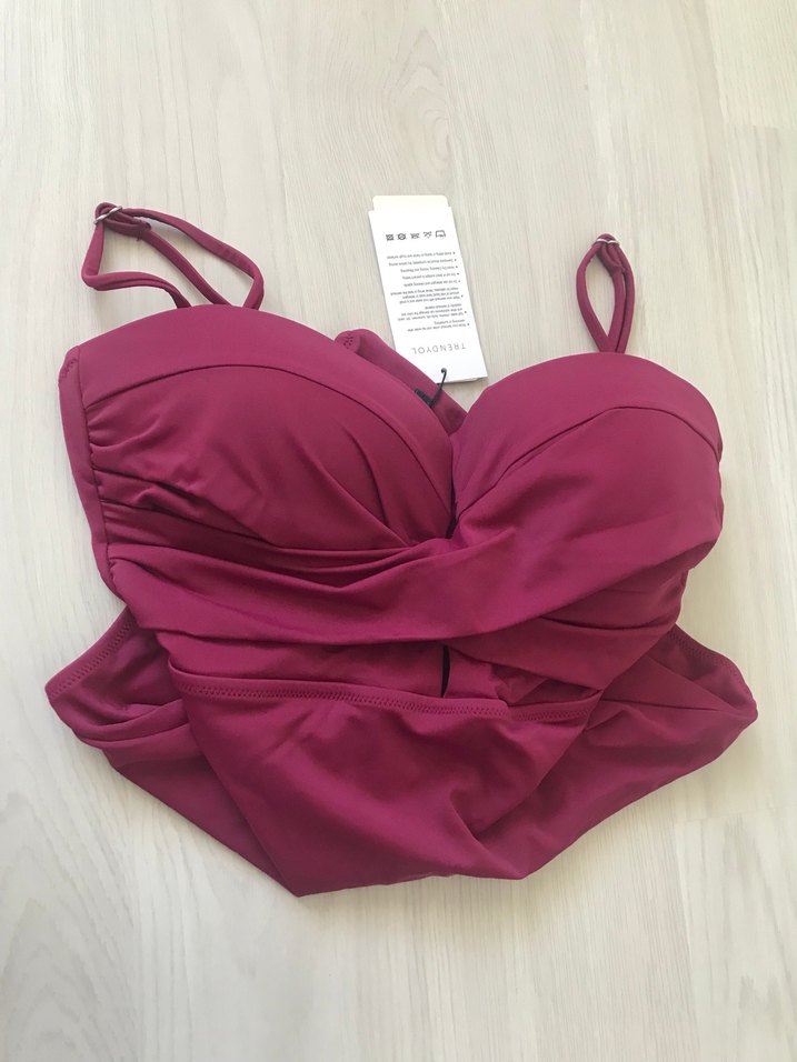 Bordo Mini Askılı Kemerli Kadın Mayo - Görsel 3