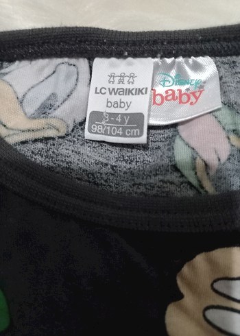 4 Yaş Beden siyah Renk Kısa Kollu Siyah Mickey Baskılı Erkek Pijama Takımı