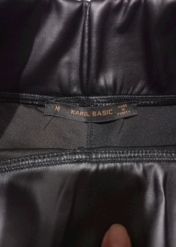 Deri Görünümlü Siyah Kadın Tayt - Görsel 5