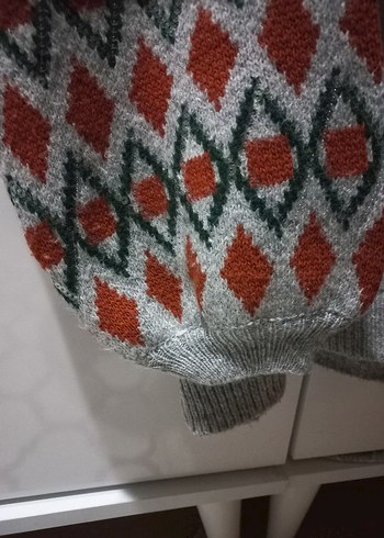 Kadın Bohem Desenli Boğazlı Triko Kazak - Görsel 5