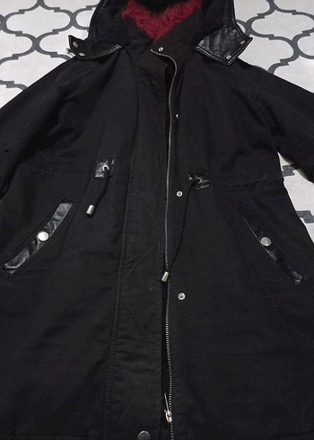 Kadın Siyah Kapüşonlu Uzun Goth Ceket - Görsel 2