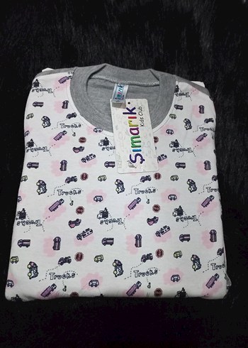 Kız Çocuk Gri Uzun Kollu Baskılı Pijama Takımı - Görsel 3