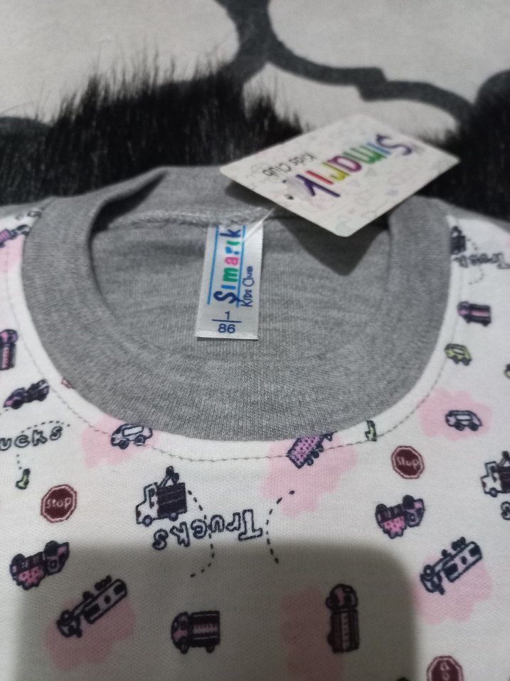 Kız Çocuk Gri Uzun Kollu Baskılı Pijama Takımı - Görsel 4