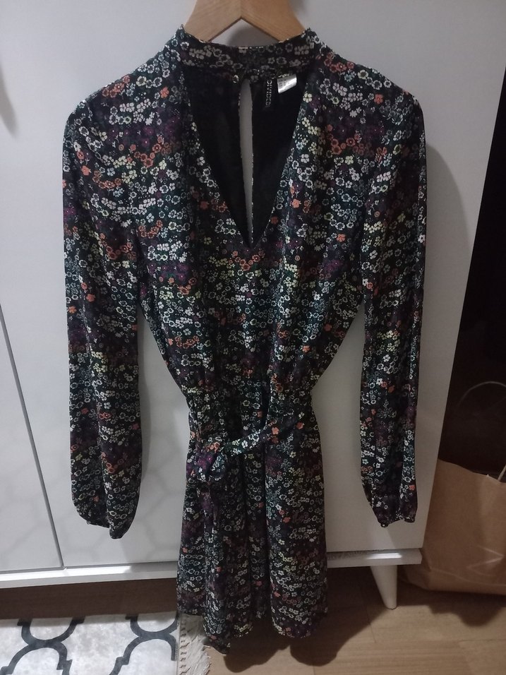 Uzun Kollu Desenli Bohem Kadın Elbise - Görsel 2