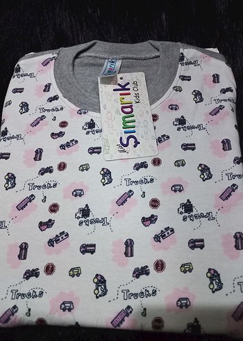 Kız Çocuk Gri Baskılı Uzun Kollu Pijama Takımı - Görsel 7