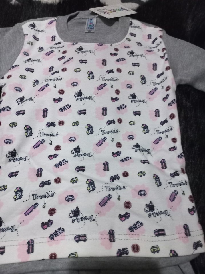 Kız Çocuk Gri Baskılı Uzun Kollu Pijama Takımı - Görsel 2