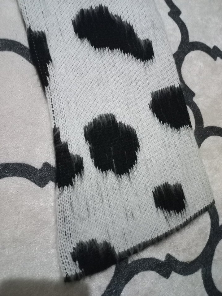 Gri Zebra Desenli Uzun Kollu Kadın Kazak - Görsel 5