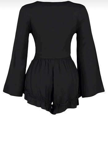 Siyah Mini Şort Fırfırlı Rahat Kesim - Görsel 3